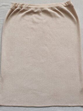 Ming Wang Gold Metallic Shimmer Knit Pencil Skirt Size L Pull On